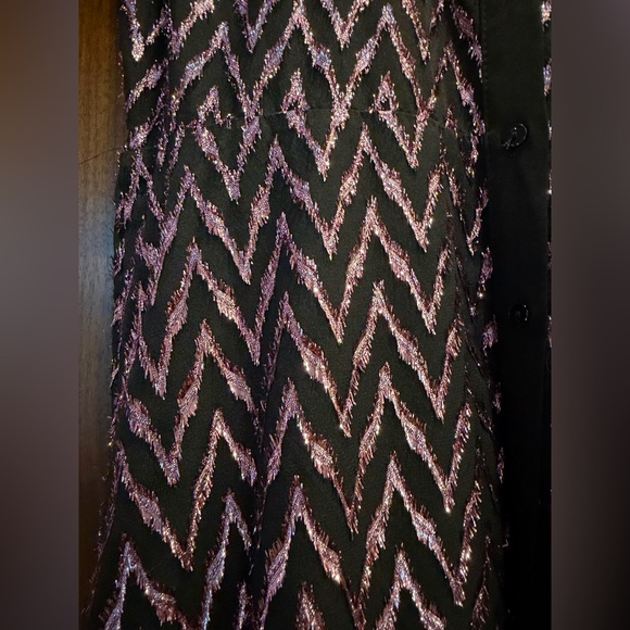 NWT Zara Black and Pink Metallic Chevron Maxi Dress - Picture 5 of 7